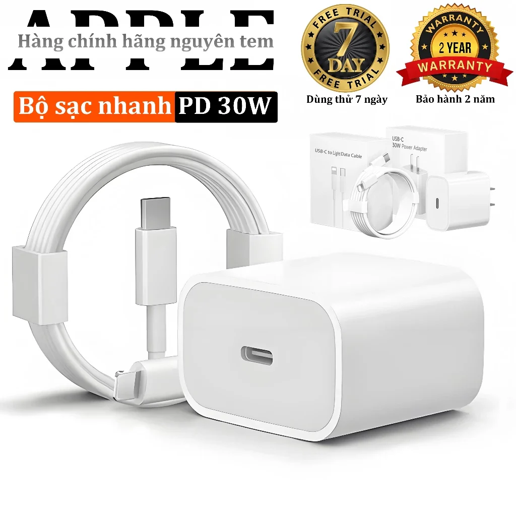 Củ sạc nhanh PD30W/PD20W + Dây sạc nhanh 1m/1.5m/2m